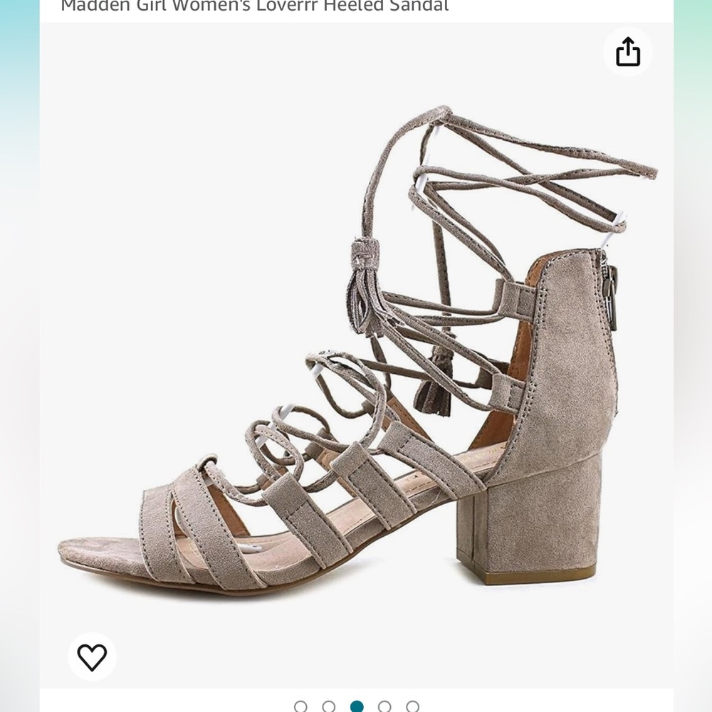 Madden Girl Taupe Suede Lace-Up Block Heel Sandals - Picture 3 of 8